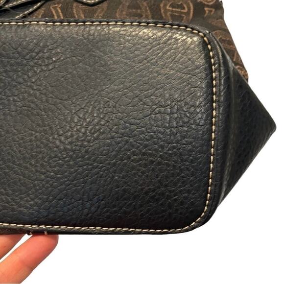 Etienne Aigner Handbag Shoulder Purse Signature Canvas Logo Leather Brown Gold - Picture 8 of 12